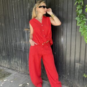 Camisa Italiana Lino Con Pantalón Bomber Lino Italiano